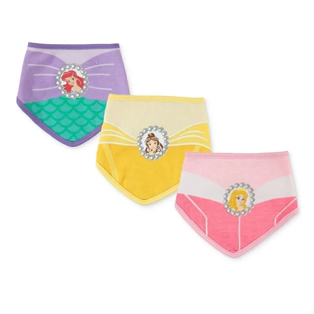 Baby Girls Disney Princess Bandana Bibs,‎ Pack of 3